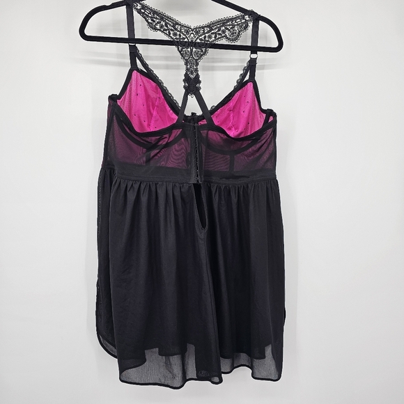 Torrid Racerback Black & Pink Babydoll Whimsy Fairy Goth Lingere - Picture 2 of 8